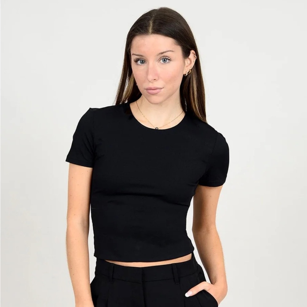 Second Skin RD Style Fitted Black Crop Top Size XS Brand New with Tags